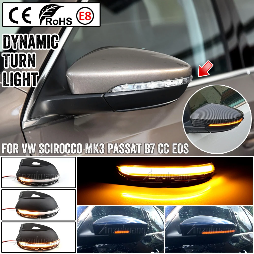 Per VW Scirocco MK3 Passat B7 CC EOS Beetle indicatore specchio dinamico lampeggiante specchio laterale LED indicatore di direzione luce sequenziale