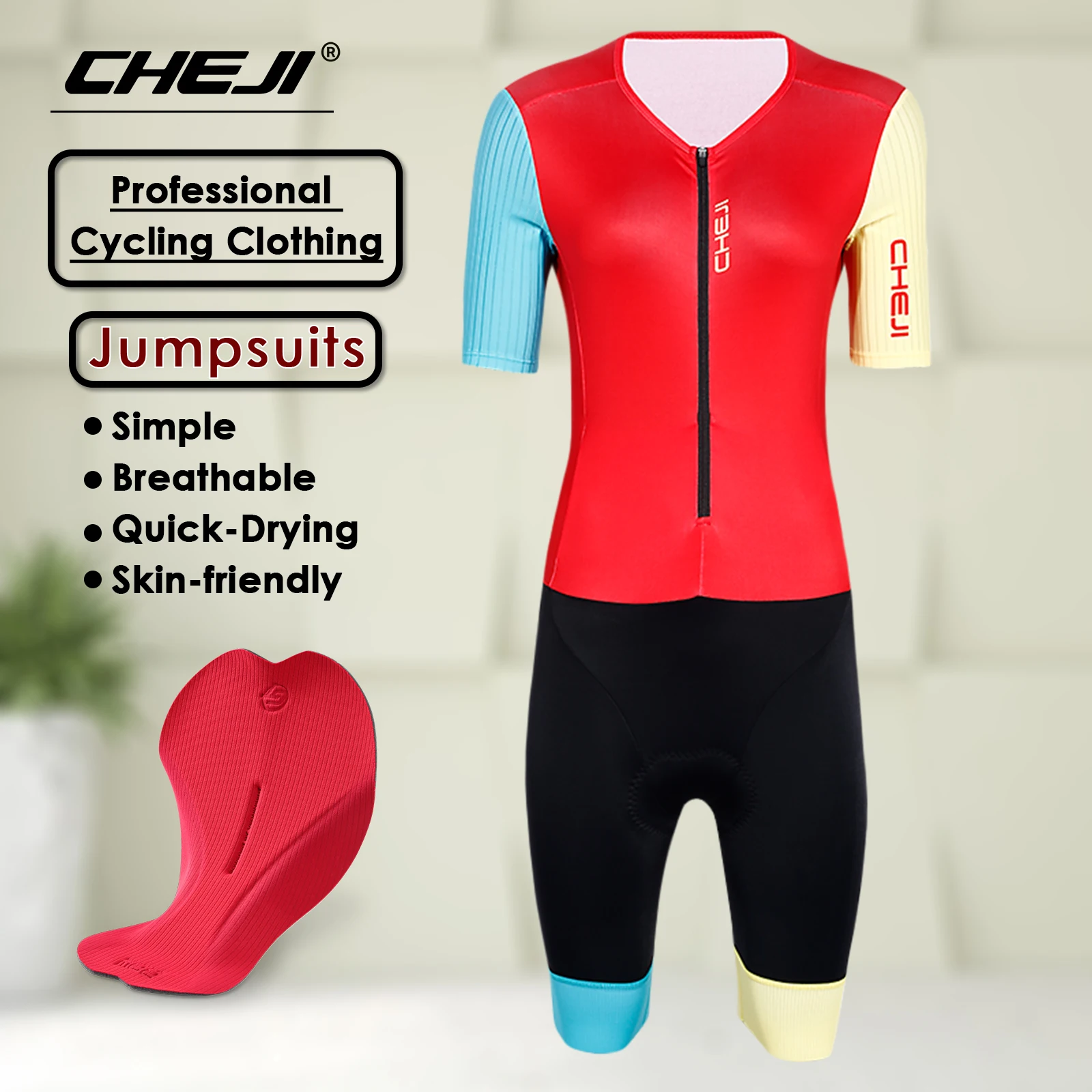 Cheji Women\'s Summer Riding Tights Jumpsuit Cycling Clothing Quick Drying High Quality Jersey Leg Warmers Bib Shorts Pants