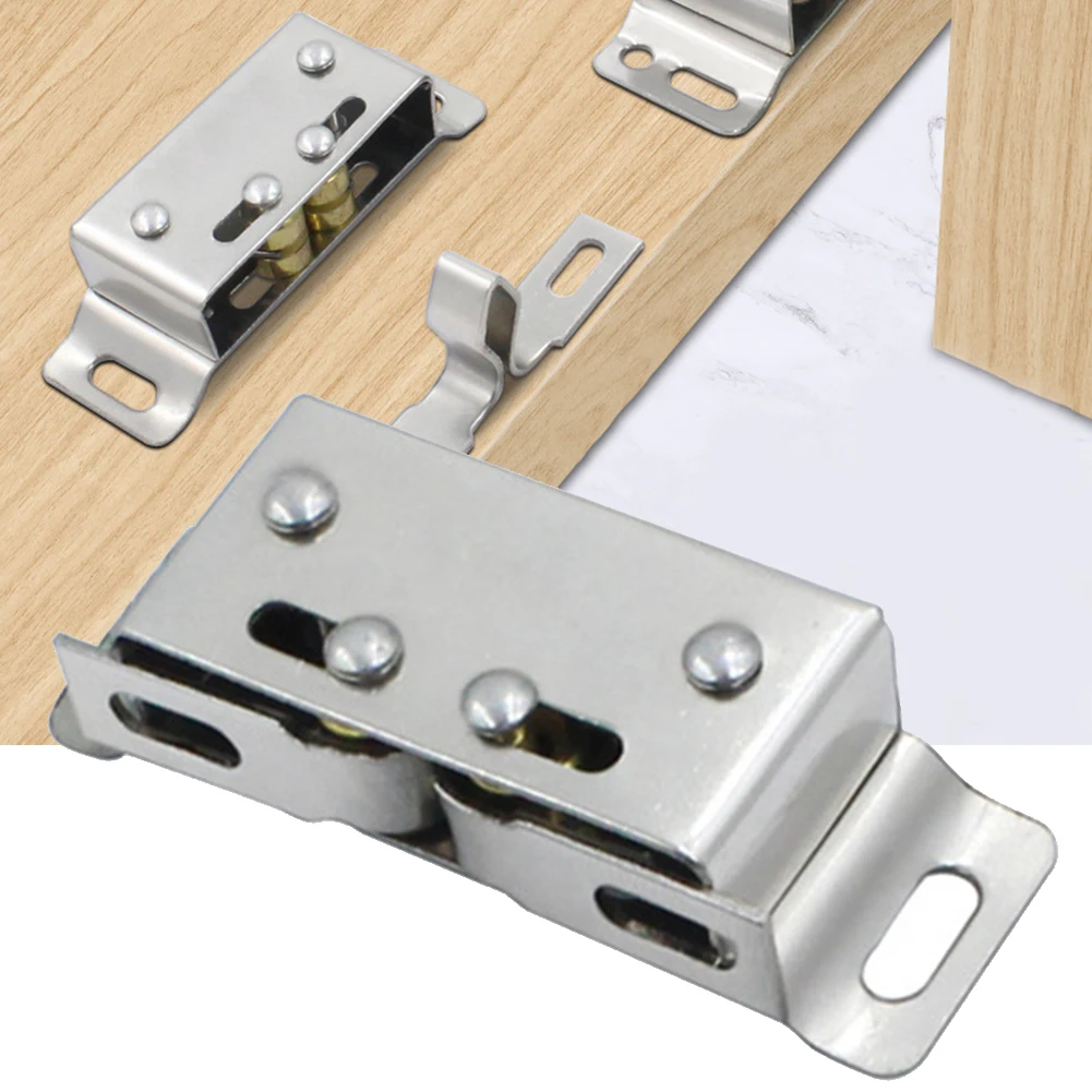 Stainless Steel Double Roller Catch for Cabinets Magnetic Hardware for Secure Closure in Motorhomes Caravans and Boats