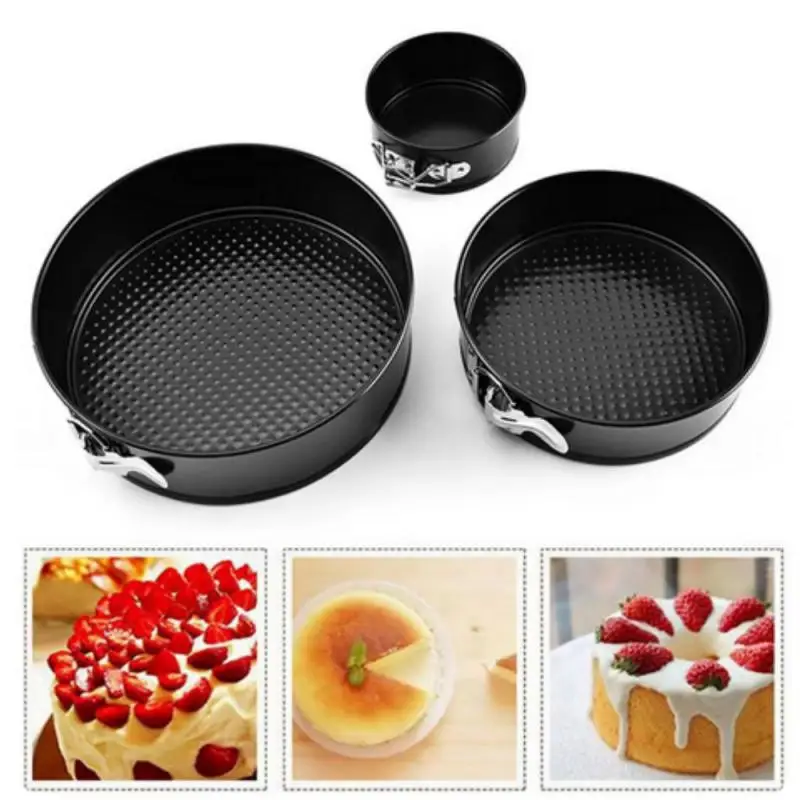 Springform Cake Pan Carbon Steel Non Stick Leakproof Cake Baking Pans with Removable Bottom Round Mold for Home Kitchen Bakery