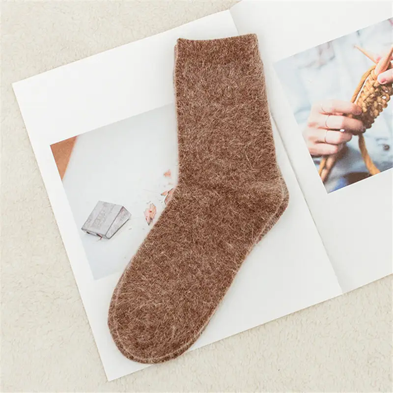 Sock Leisure Ankle Crew Fuzzy Autumn Winter Rabbit Fur Women mid-calf Thickened Warm Soft Wool Socks 8W96 - Image 17