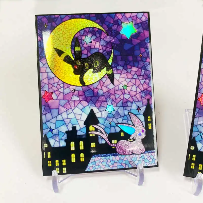 PTCG OPCG WS 66x91 مللي متر نافذة ملونة Eevee بطاقة الألعاب واقية كم أنيمي المدرب نيسا أيونو Lillie سينثيا بطاقة كم لعبة هدية