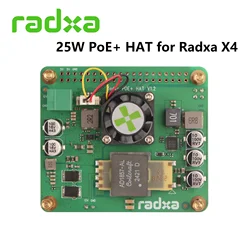 Radxa 25W PoE+ HAT for Radxa X4 One Cable for Power Supply and Networking Adjustable Speed Fan