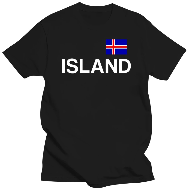 Island T-Shirt - Black - with Flag Print - S to 3XL - Iceland Reykjavik EM