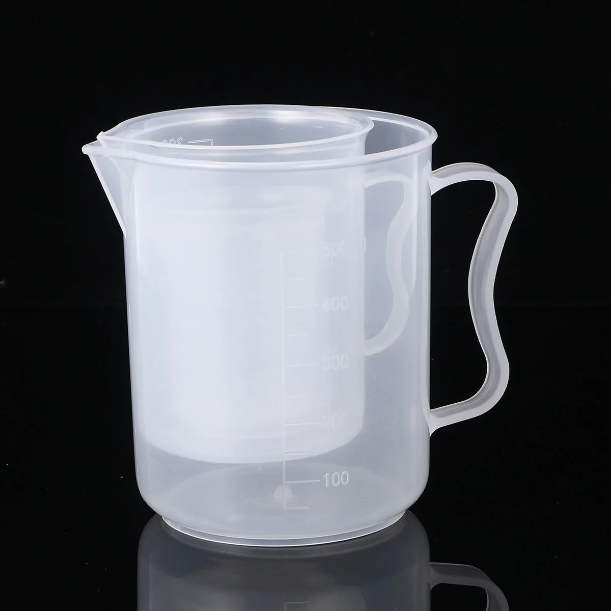 

4Pcs PP Plastic Measuring Cups 50ml 100ml 250ml 500ml Easy Pour Spout Kitchen Laboratory Use Graduated Scale Lines