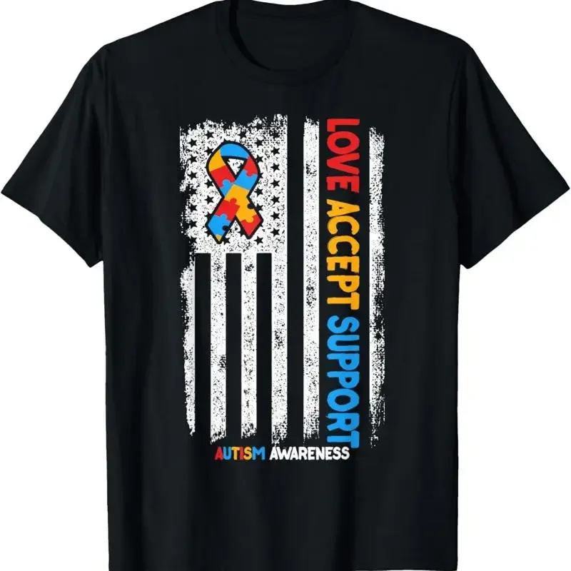 Autism T Shirt Autistic Love Accept Support Awareness