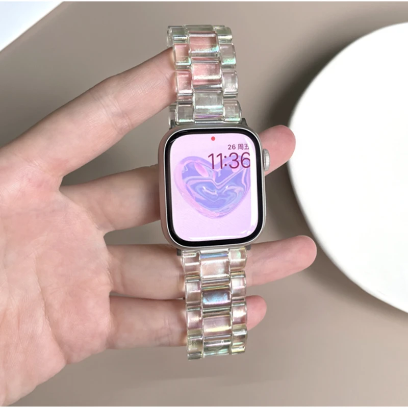 Transparent Laser Strap for Apple Watch Band 44mm 40 45 41 38 42 46mm Bracelet iWatch Series 12 11 10 9 8 7 6 5 4 SE Ultra2 49mm