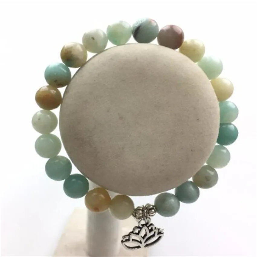 

8mm Amazoniteite Bracelet 7.5 inch Eco-Friendly Karma Link Wrap Teens Prayer