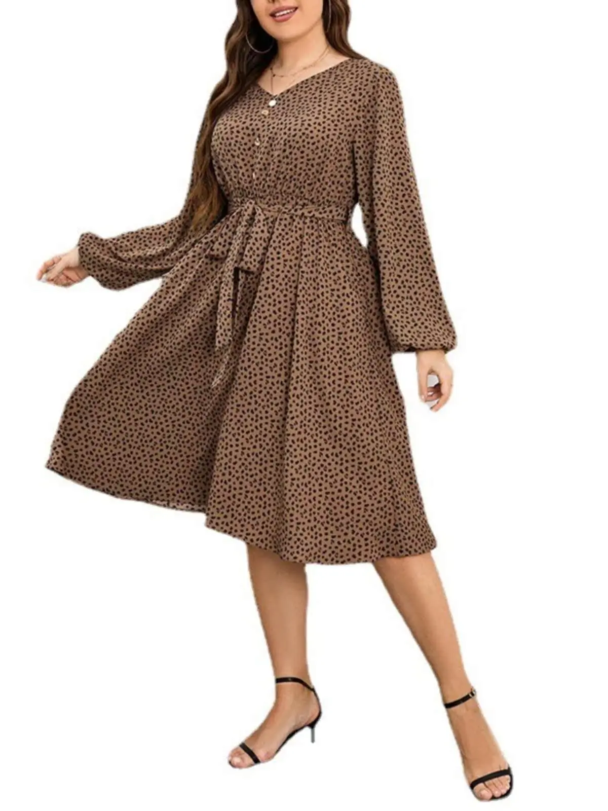 حجم كبير المرأة الدكتور عادية الخريف طويلة Sve ماكسي الدكتور تخفيف Sle ملابس نسائية كبيرة خريف شتاء Faion Dr #5