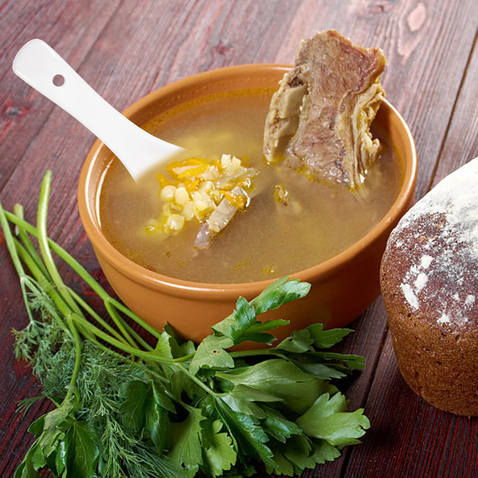 

6Pcs Ceramic Soup Spoons Premium Material Smooth Design Versatile Rice Porridge Spoons Kitchen Tableware Restaurant Scoop