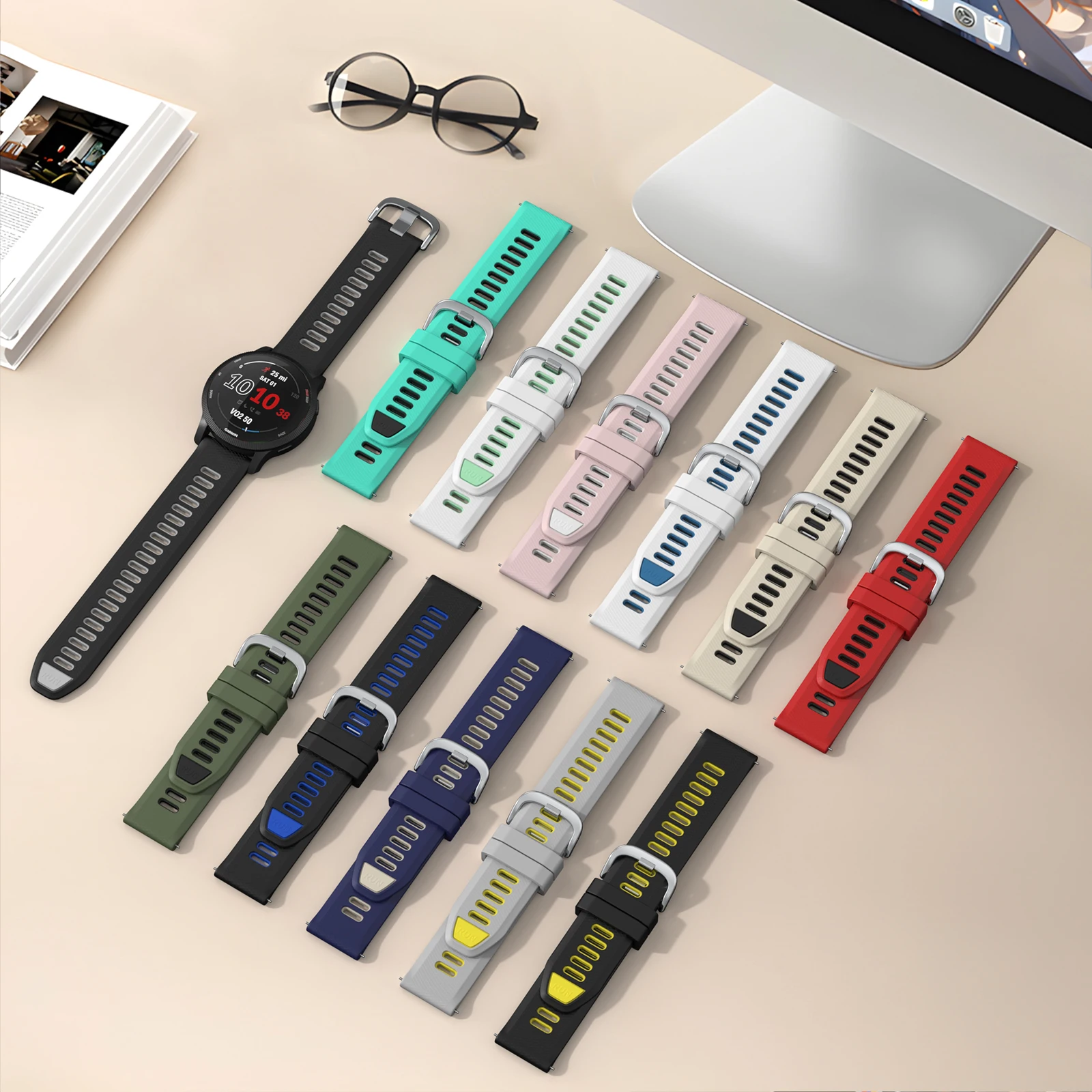 حزام مزدوج اللون 22 ملم لساعة Xiaomi S4 S3 S2 S1 Active/S4 Sport/Watch 2 Pro/Color 2/Redmi Watch 5 Active 5 Lite Correa