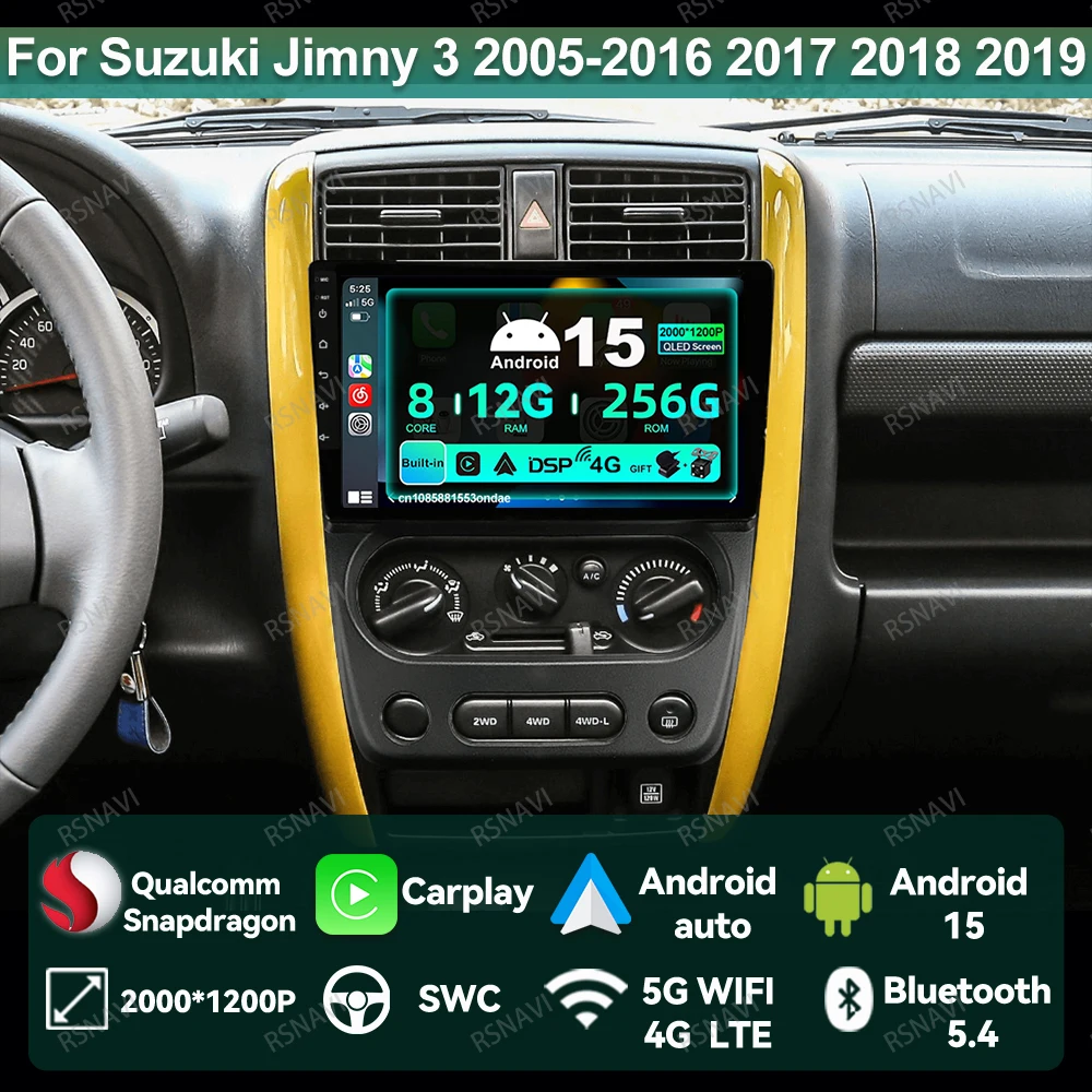 

Android 15 Car Radio For Suzuki Jimny 3 2005 - 2018 2019 Qualcomm BT QLED Navigation Multimedia 4G LTE Head Unit Viedo Player