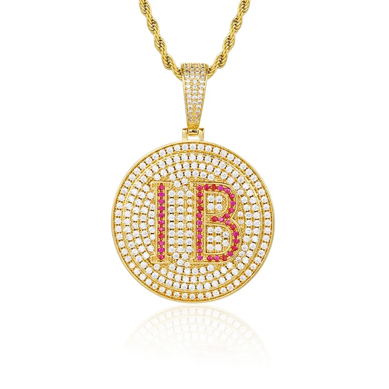 

Hip Hop Claw Setting AAA+ CZ Stone Bling Ice Out IB Round Pendants Necklace for Men Rapper Jewelry Drop Shipping