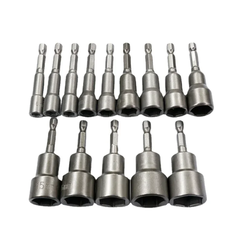 6mm-19mm Impact Socket Magnetic Nut Screwdriver 1/4 Hex Key Set Drill Bit Adapter for Power Drills Impact Drivers Socket Kit