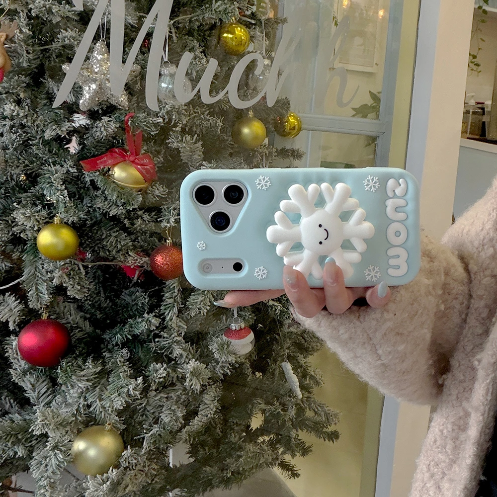 3D Schneeflocke Teleskop Halterung Telefon Fall Weiche Silikon Ständer Halter Abdeckung Für iPhone 17 16 Plus 16e 15 14 13 12 Pro Max – Detail 10