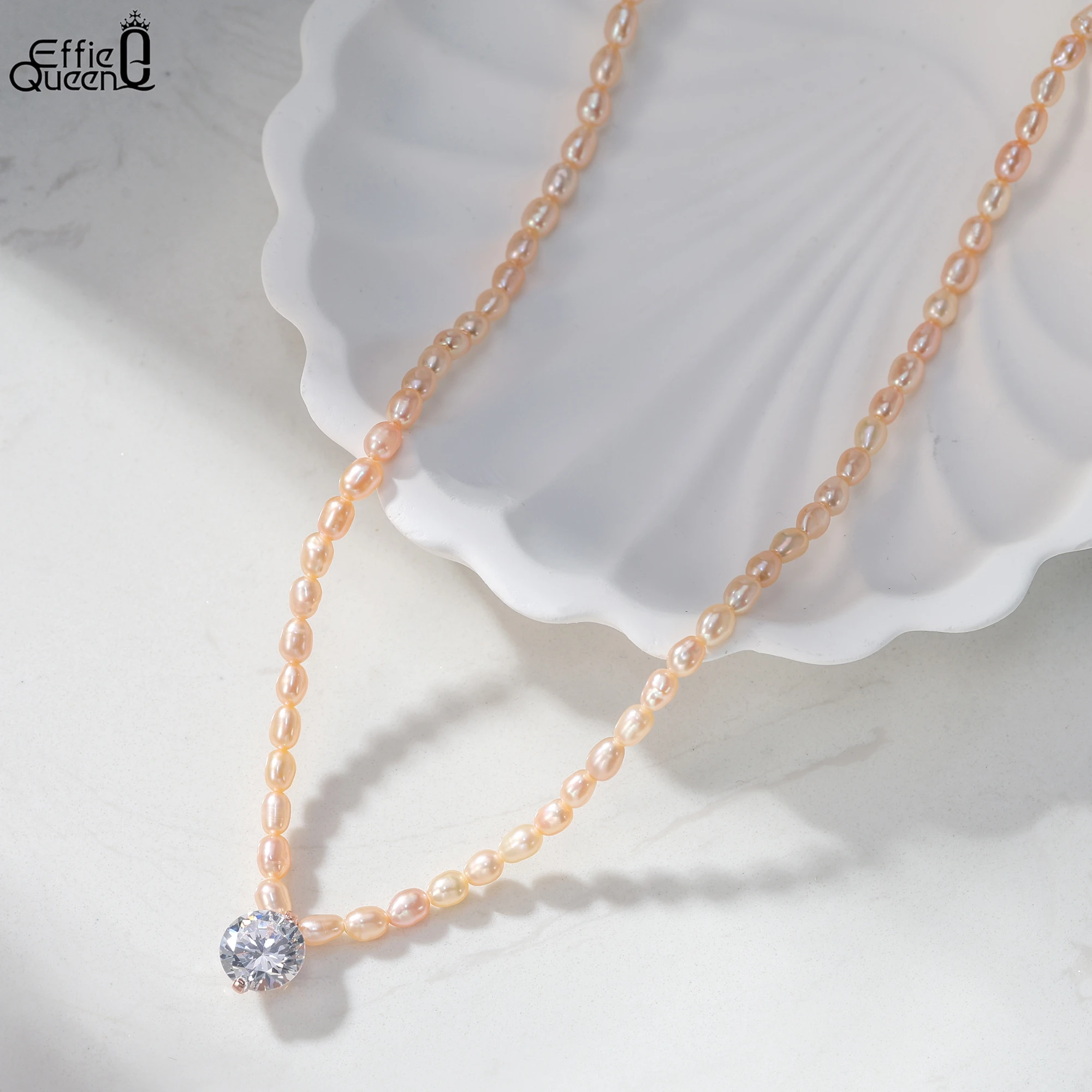 

Ожерелье-чокер EFFIE QUEEN из 100% стерлингового серебра 925 пробы с овальным розовым жемчугом, натуральное ювелирное украшение для женщин, для свадьбы и вечеринок, GPN103