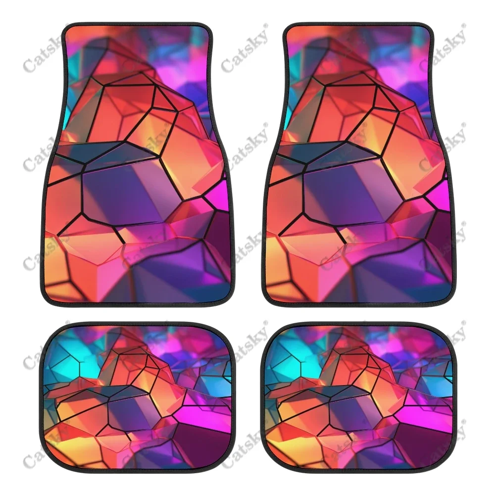 

Colorful Glass Window Fractal Art Auto Floor Mats Carpet, Customized Car Floor Mats All Weather Automotive Floor Pad for Stylish