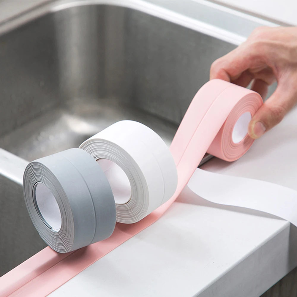 Bathroom Caulk Tape Self Adhesive Sealing Tape Strip PVC Waterproof Oil-Proof Kitchen Sink Shower Toilet Wall Sticker