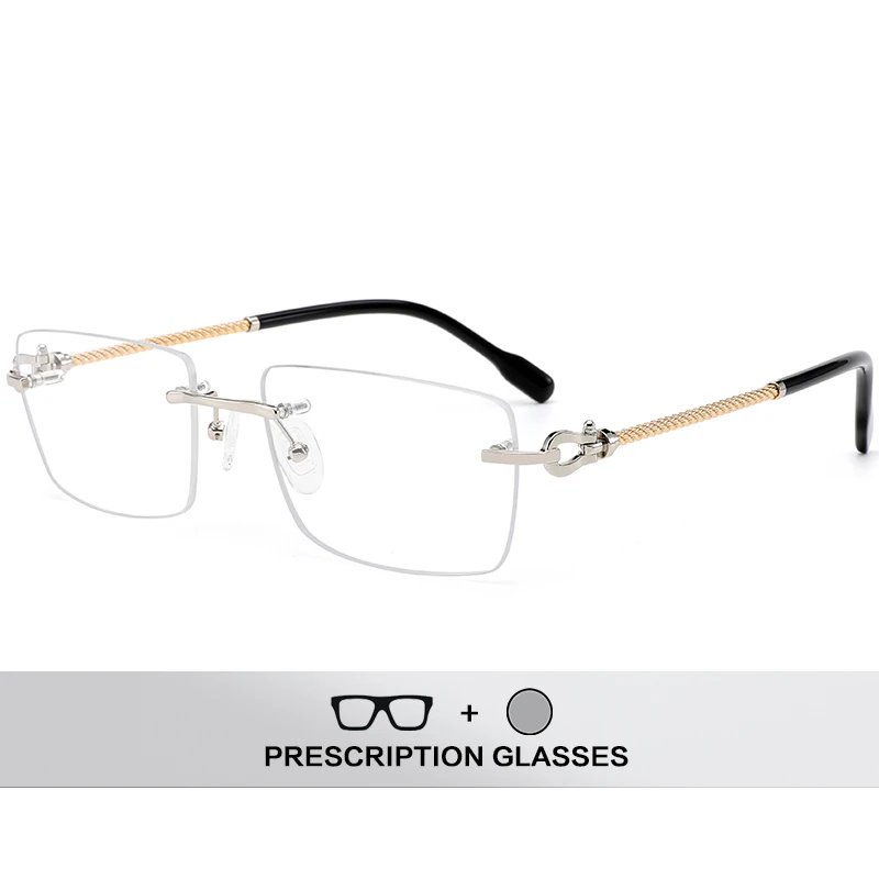 

Оправа для очков без оправы из чистого титана, мужские сверхлегкие квадратные очки по индивидуальному заказу, мужские высококачественные оптические очки