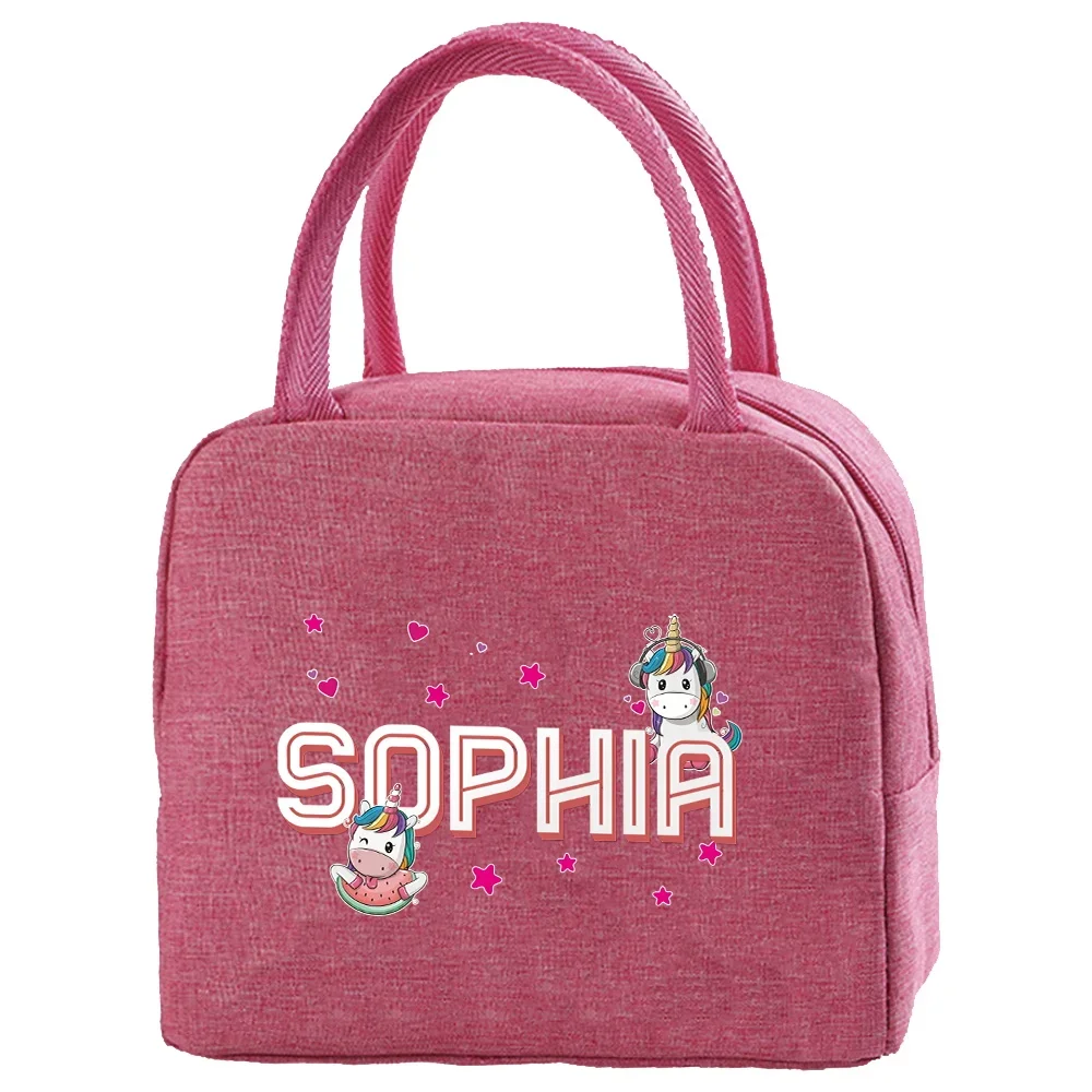 Personalized Customization Name Insulated Lunch Bag Thickened Food Bag Travel Picnic Bag Cartoon Series