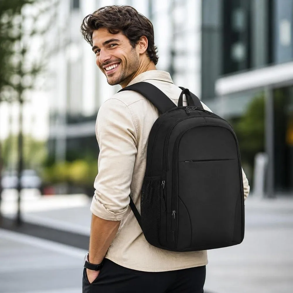 Large Capacity Student Schoolbag Air Cushion Strap Polyester Business Computer Bag Durable Adjustable Travel Backpack for Travel view 5