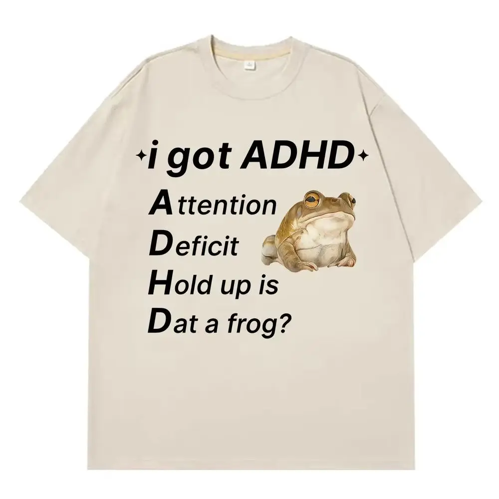 Harajuku T-shirt Funny Meme T Shirt 2026 ADHD Frog Autism Tops Y2k Fashion Short Sleeve Casual Loose Hip-hop T-shirts Unisex
