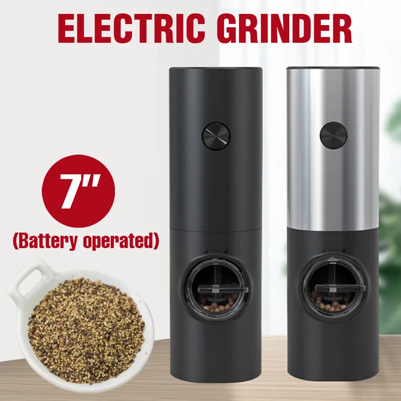 

Electric Salt Pepper Mill 7inch Adjustable Coarseness Ceramic Grinder One Handle Operative with LED Light