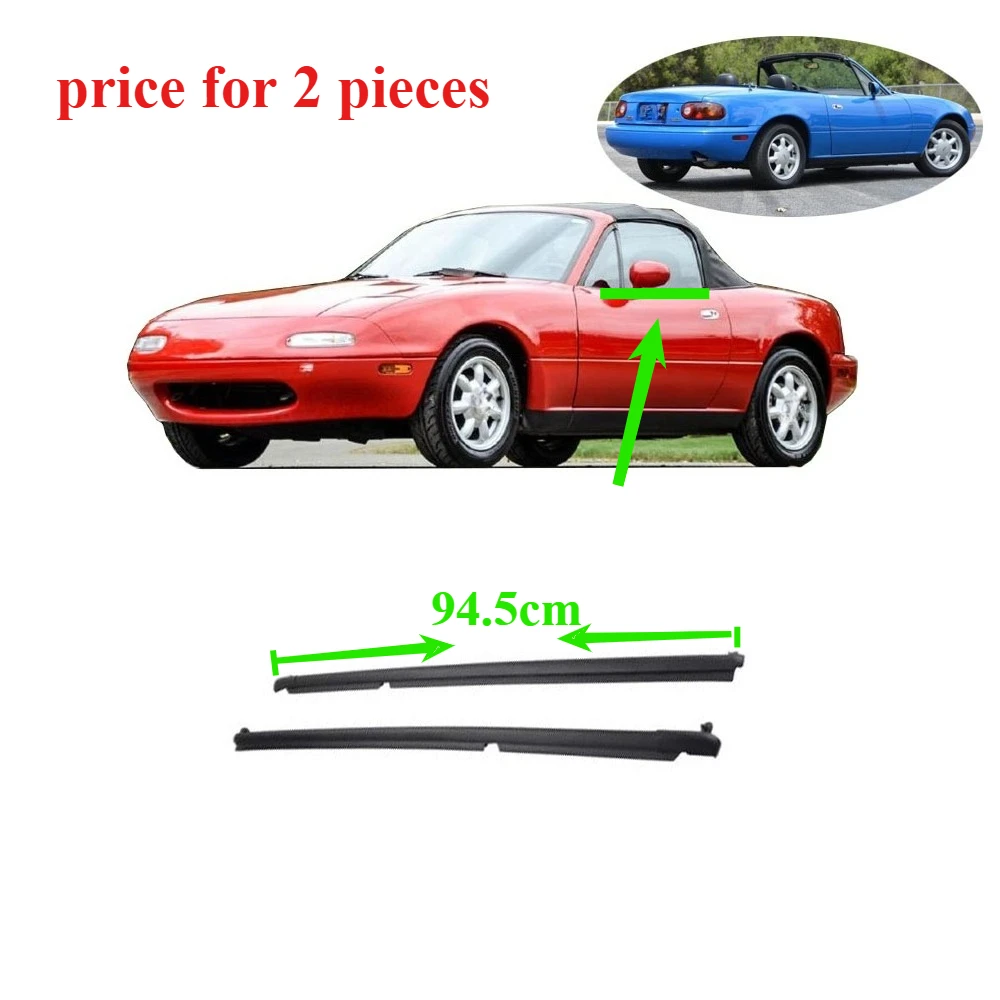 

2 Pieces Outer Door Window Weatherstrip Seal Rubber Black for Mazda Miata 1990-2005 Moulding Belt Line NA01-58-810F NA01-59-810F