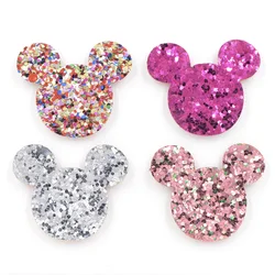 20Pcs Mix Colors Glitter Leather Pads Baby Girls Hair Accessories Sequins Mouse Head Appliqued for BB Clip Decoration