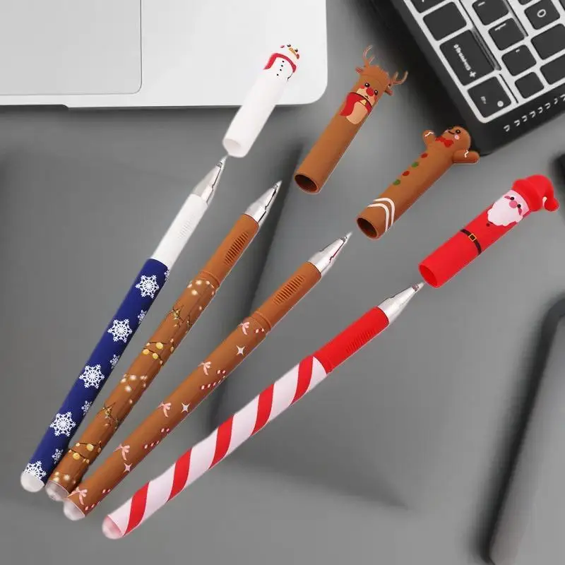 4Pcs Christmas Erasable Gel Pen Set with Cute Holiday Designs, Student Gift & Stocking Stuffer