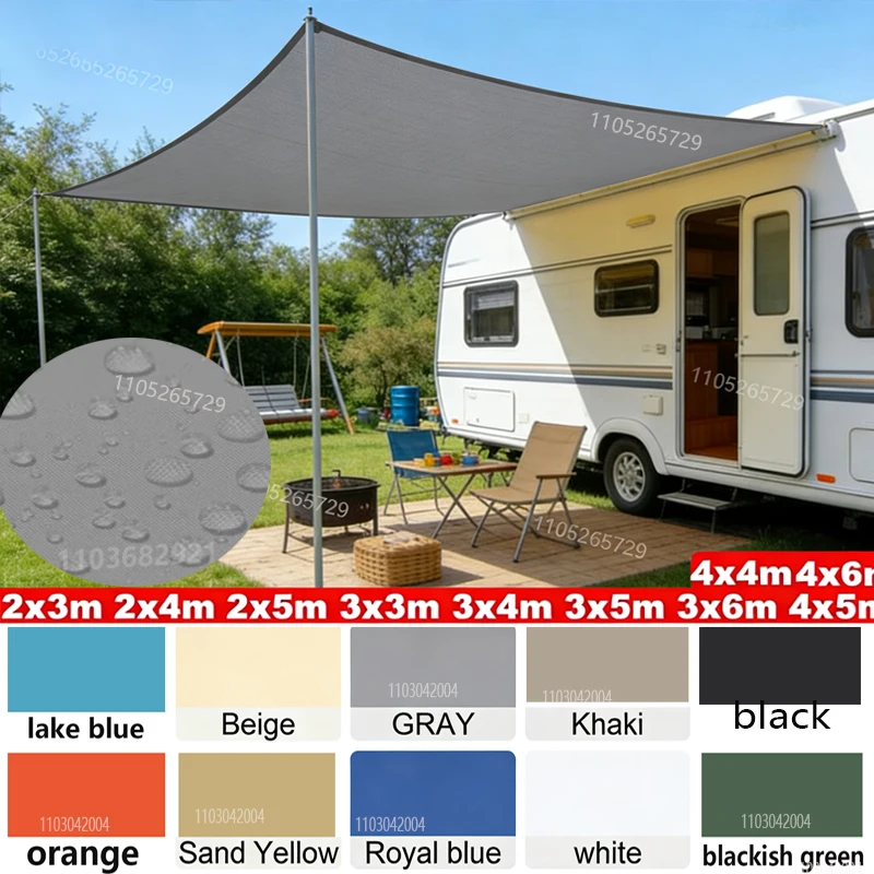 Wasserdichtes Sonnensegel für den Außenbereich, Garten-Terrassen-Sonnenschutz, rechteckiger UV-blockierender Sonnenschutz für Camping, Picknick, Strandbesucher