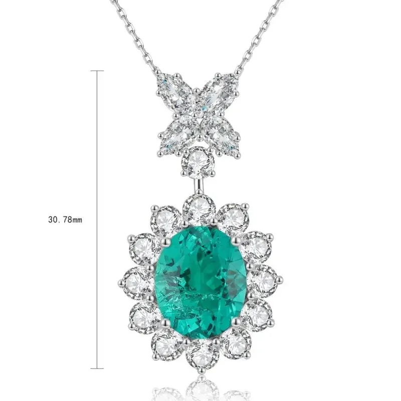 

RUIF 2024 Hot Sale Classic Style S925 Silver Oval Shape Main Stone 3.42ct Necklace Lab Grown Emerald