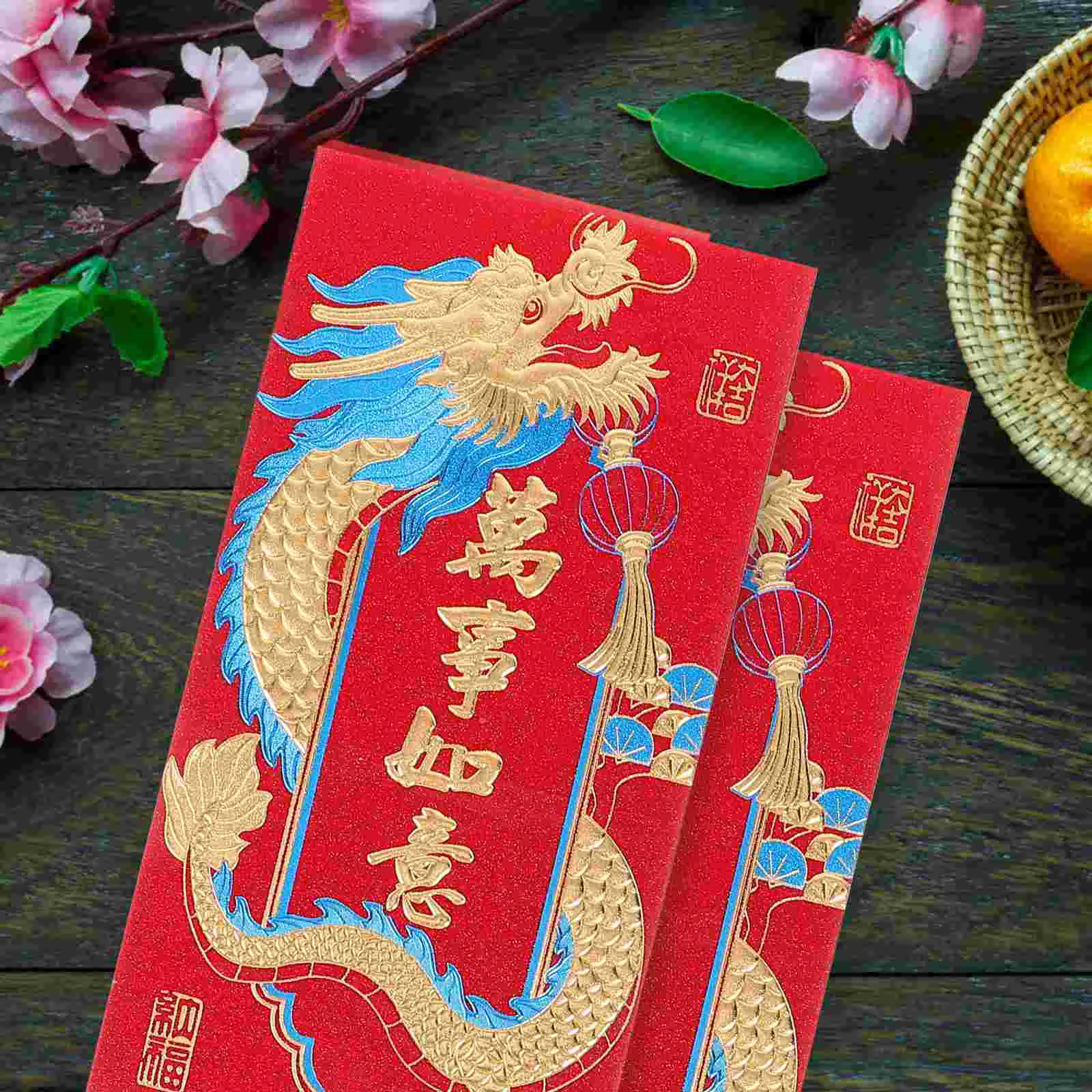 18 Pcs 2024 Year of The Dragon New Red Personalized Cartoon Packet Spring Festival 100 Yuan Envelope Chinese Style Lai Feng