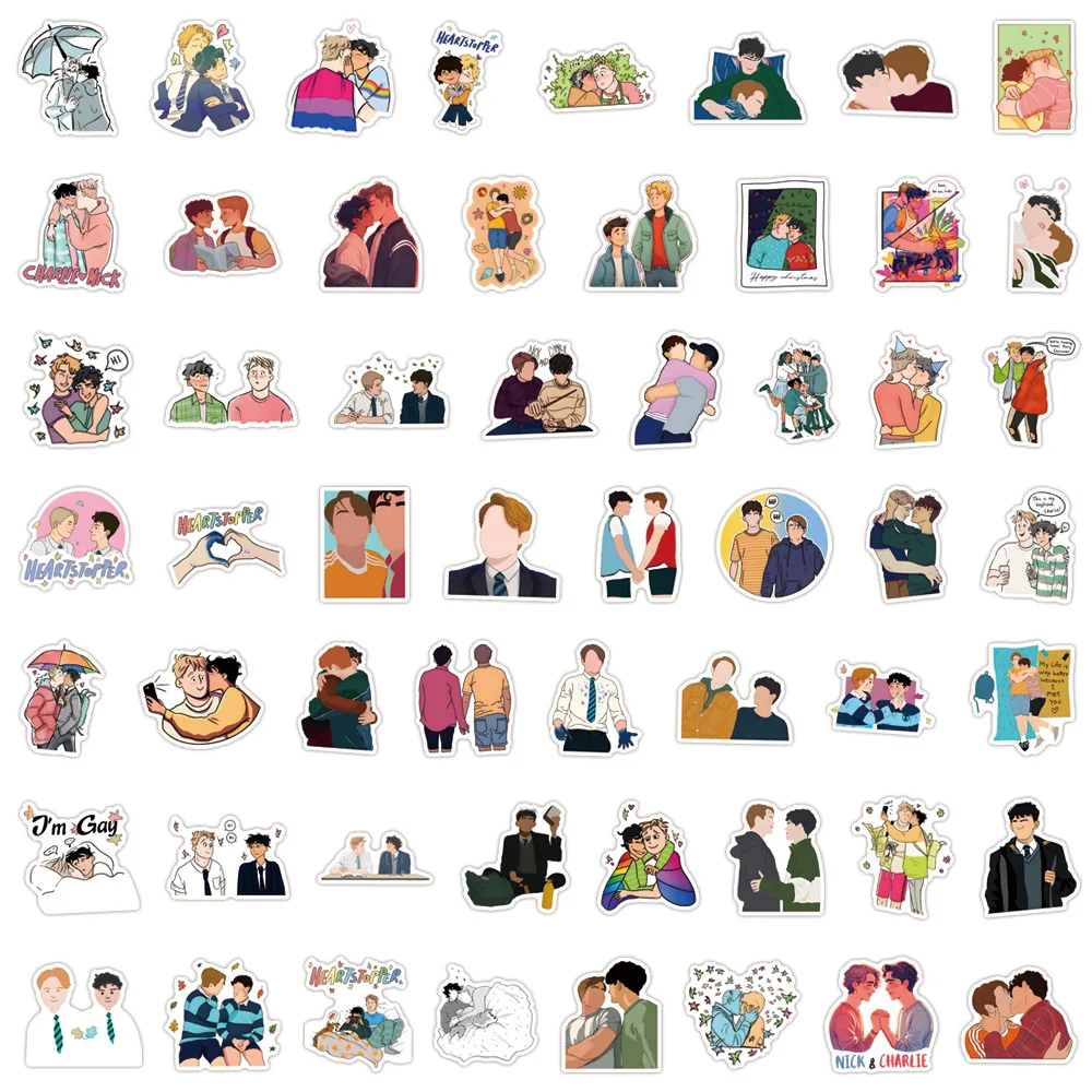 110Pcs Heartstopper Stickers Charlie Nick Heartstopper DIY Stickers Scrapbooking Phone Luggage Skateboard Waterproof Decals