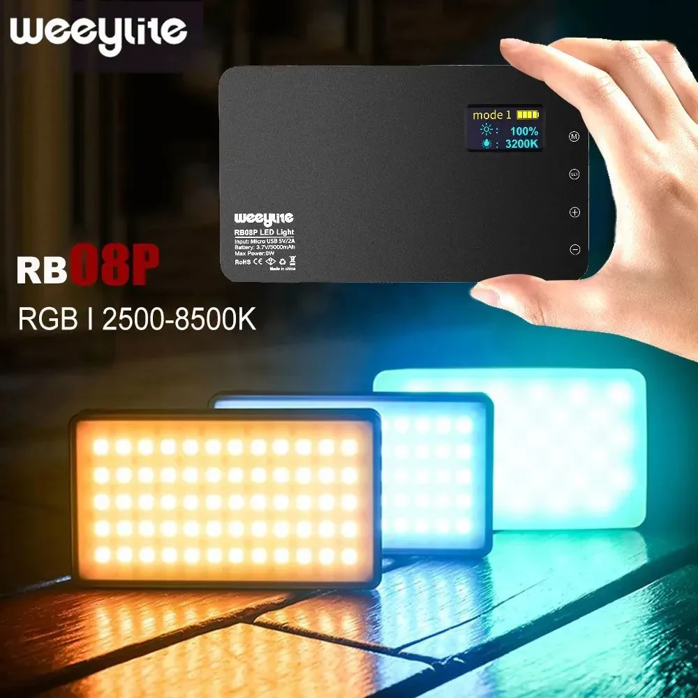 VILTROX Weeylite RB08P RGB LED Video Light Portable Mini Rechargeable On Camera Dimmable Bi-color Panel Photographic Shooting