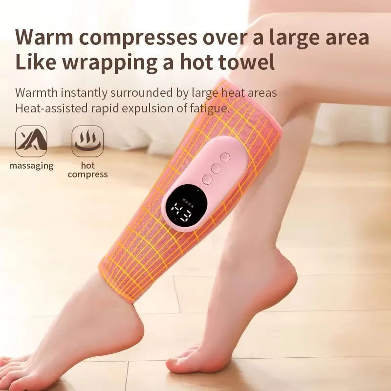Wireless Rechargeable Leg Calf Massager Heat Vibration Air Compression Timing Control Home Muscle Relax Massage Device