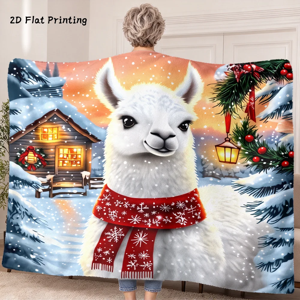 1PC Christmas Alpaca Print Wearable Blanket Soft and comfortable for both men and women. It is very suitable for daily use, holi