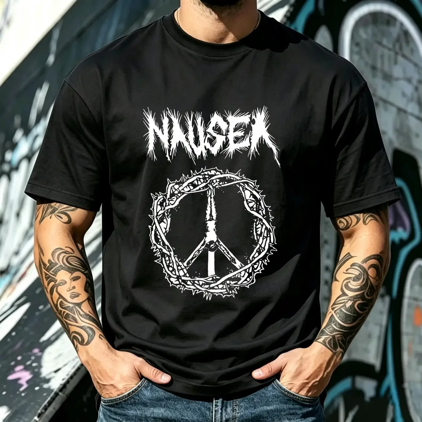washed T Shirt Vintage Nausea Band Motion Sickness Anti Health Awareness Comfort Clothing Idea ZA04 long or short sleeves