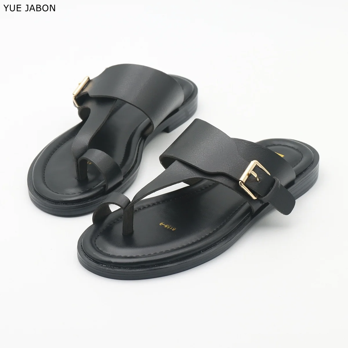 

Brown 2026 Women's Sandals Metal Buckle Flat Sandals Woman Black Flat Slingback Shoes Female Summer Straps Round Toe Shoes