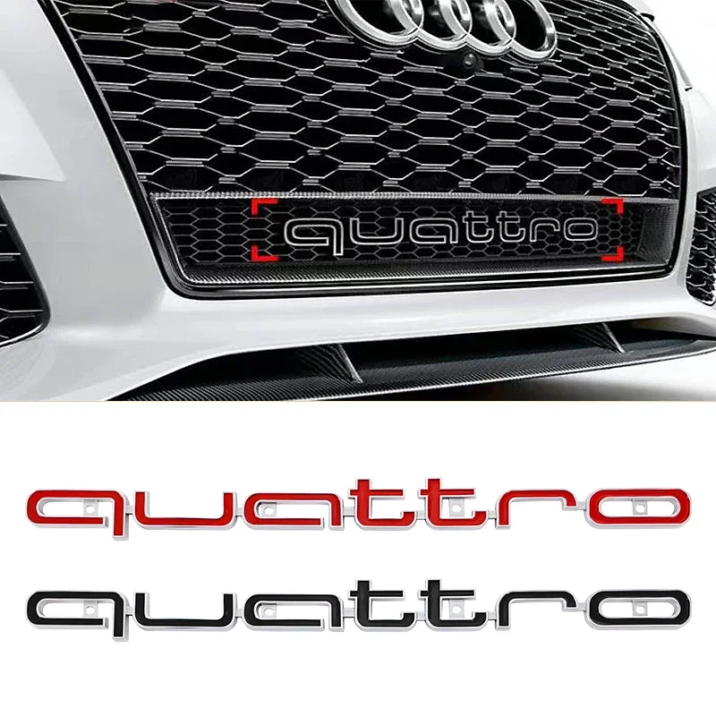 ثلاثية الأبعاد ABS Quattro شعار سيارة الجبهة مصبغة شارة شعار اكسسوارات السيارات لأودي سلاين A5 C6 C5 A1 A7 Q3 TT S3 B5 A3 8P 8V B6 8L Q2 S4