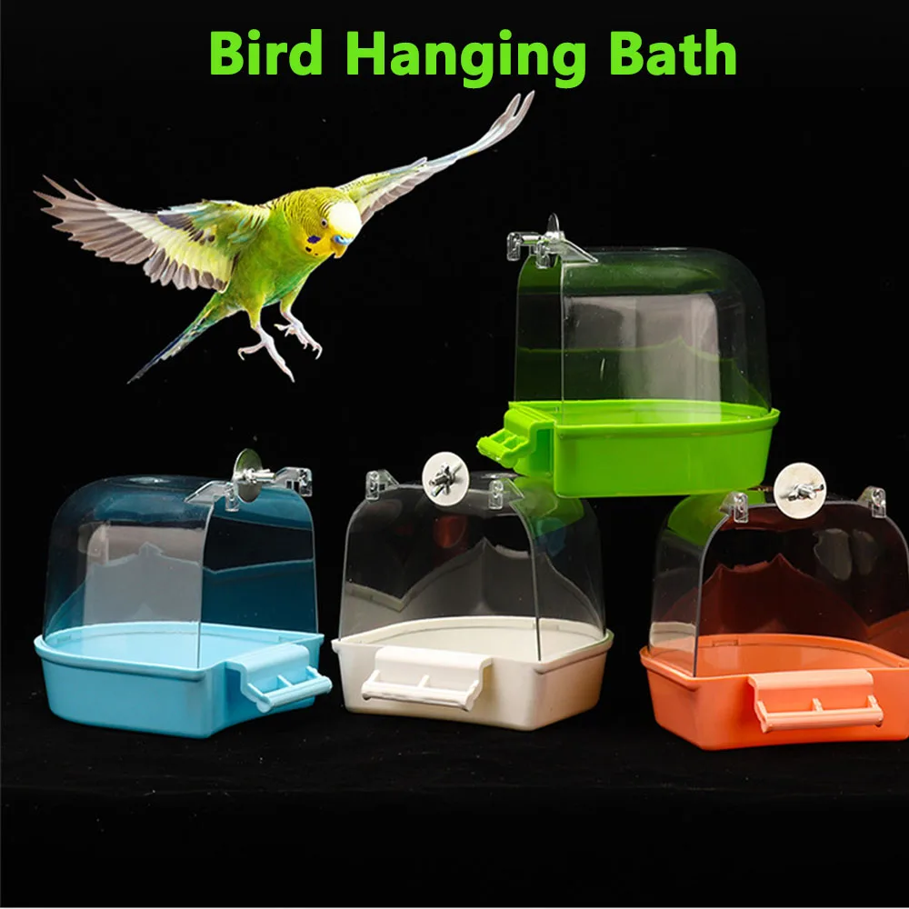 

Hanging Bird Bath Bird Parrot Bathtub Clear Visible Bathtub Shower Cage Bird Accessories Canary Small Bird Supplies