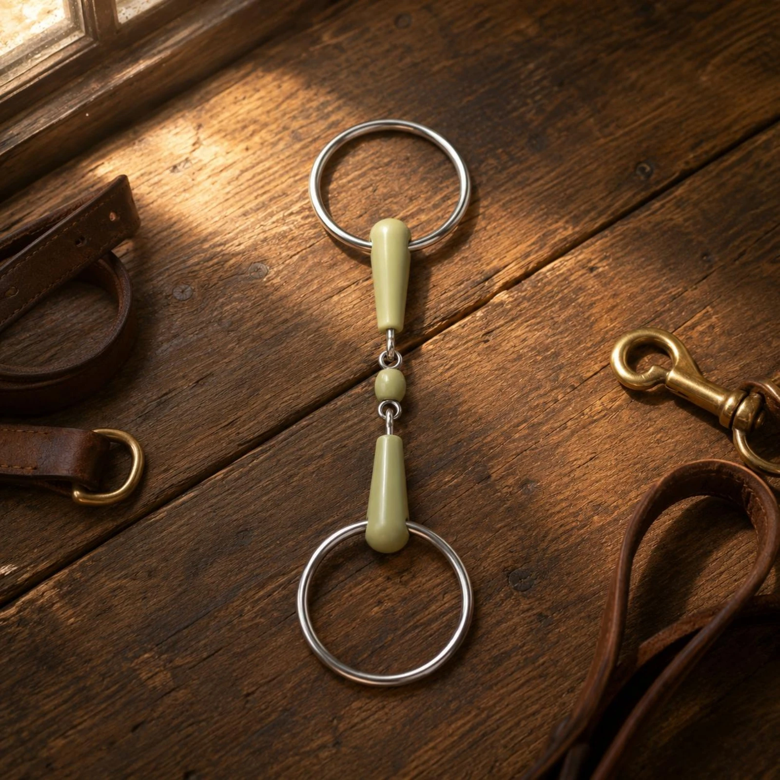 bridao-de-cavalo-de-metal-polido-com-dupla-articulacao-aromatizado-com-maca-olive-green-com-aneis-grandes