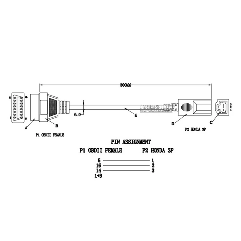 3Pin to OBD2 16Pin Diagnostic Cable with High Precision Oxygen-Free Copper Cable Core with OBD Standard Interface