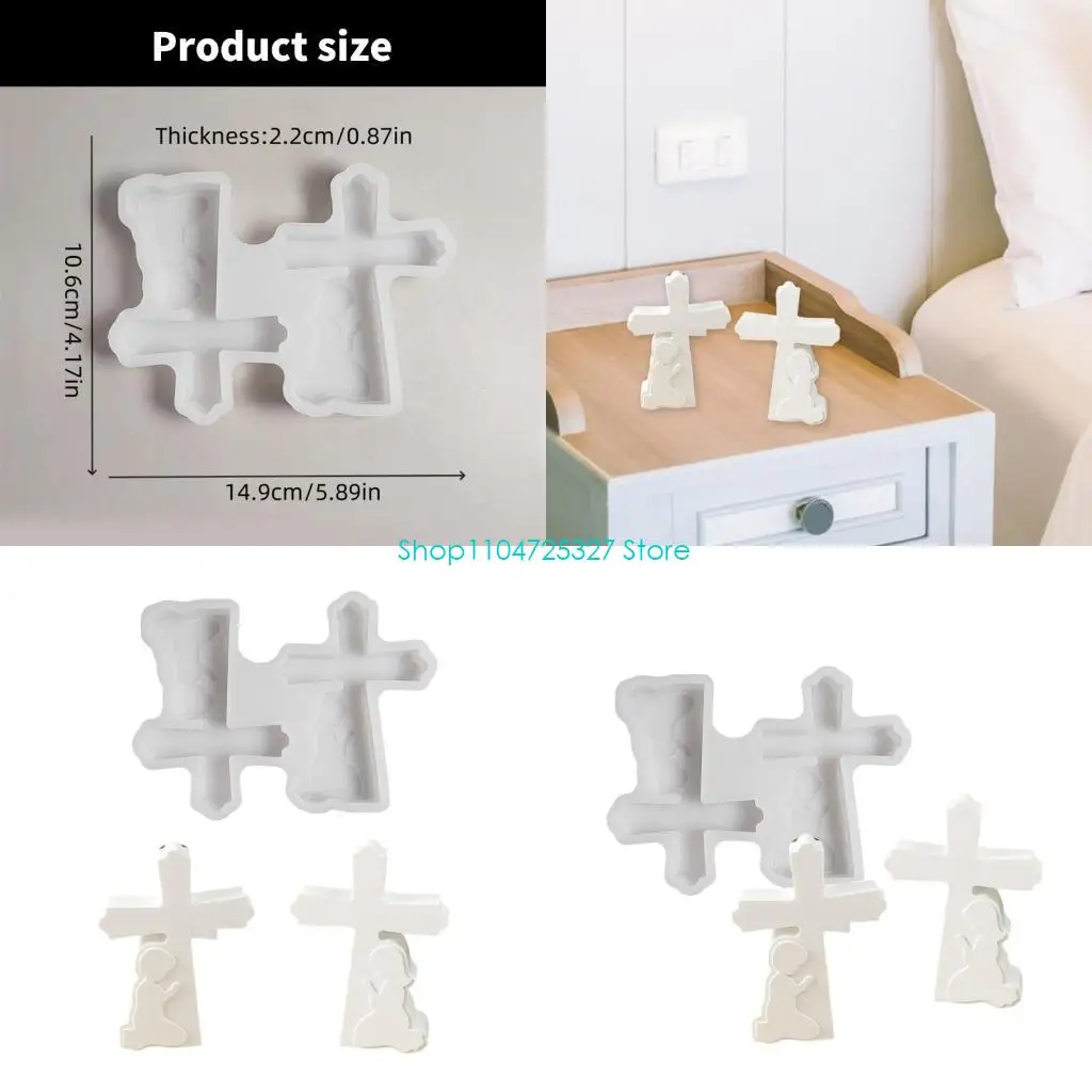 

D8KF молитвенная фигурка крестов для мальчиков и девочек, силиконовая форма, религиозные 3D формы для свечей с крестами для и