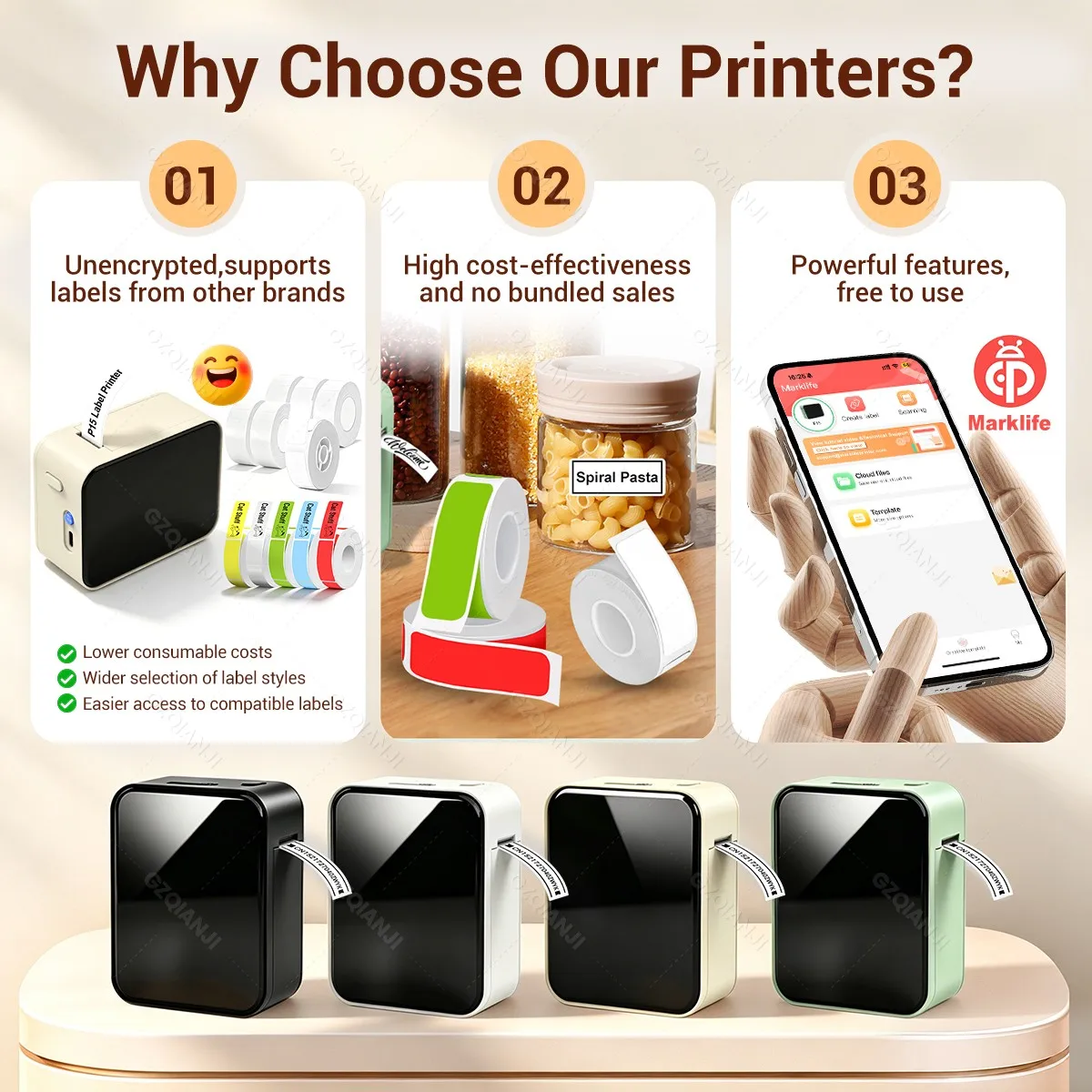 Marklife P15 Wireless Bluetooth Label Printer Portable Thermal Printer Similar as D11 D110 D101 Label Machine Mini Label Maker
