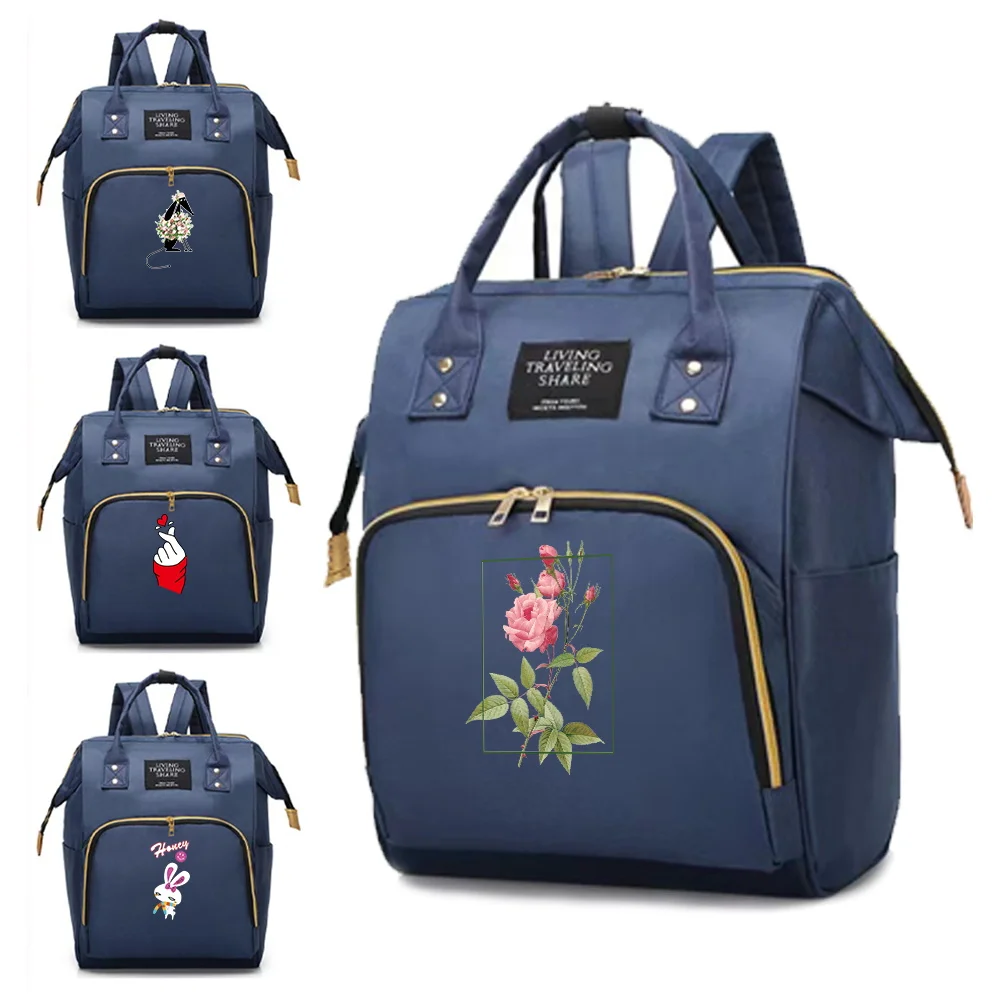 New Fashion Mommy Pack Large Capacity Color Series Compartments Zipper Backpack Portable Simple Ladies Casual Travel Storage Bag