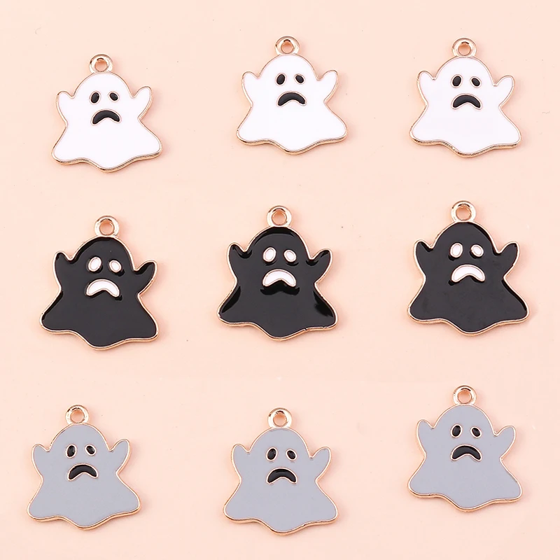 10pcs/lot Mix Enamel Halloween Ghost Pumpkin Bat Charms Pendants for Jewelry Making Women Fashion Earrings Necklaces Crafts Gift