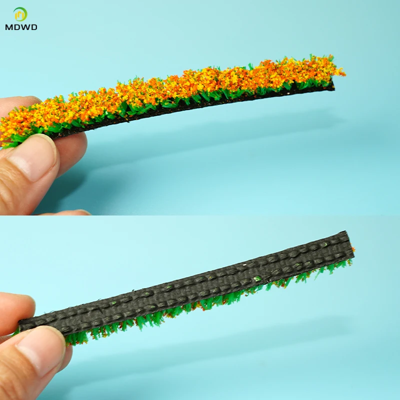 Miniatur buatan Strip Semak sabuk hijau Model rumput Strip pagar pasir tabel adegan Manual DIY bahan realistis dekorasi taman