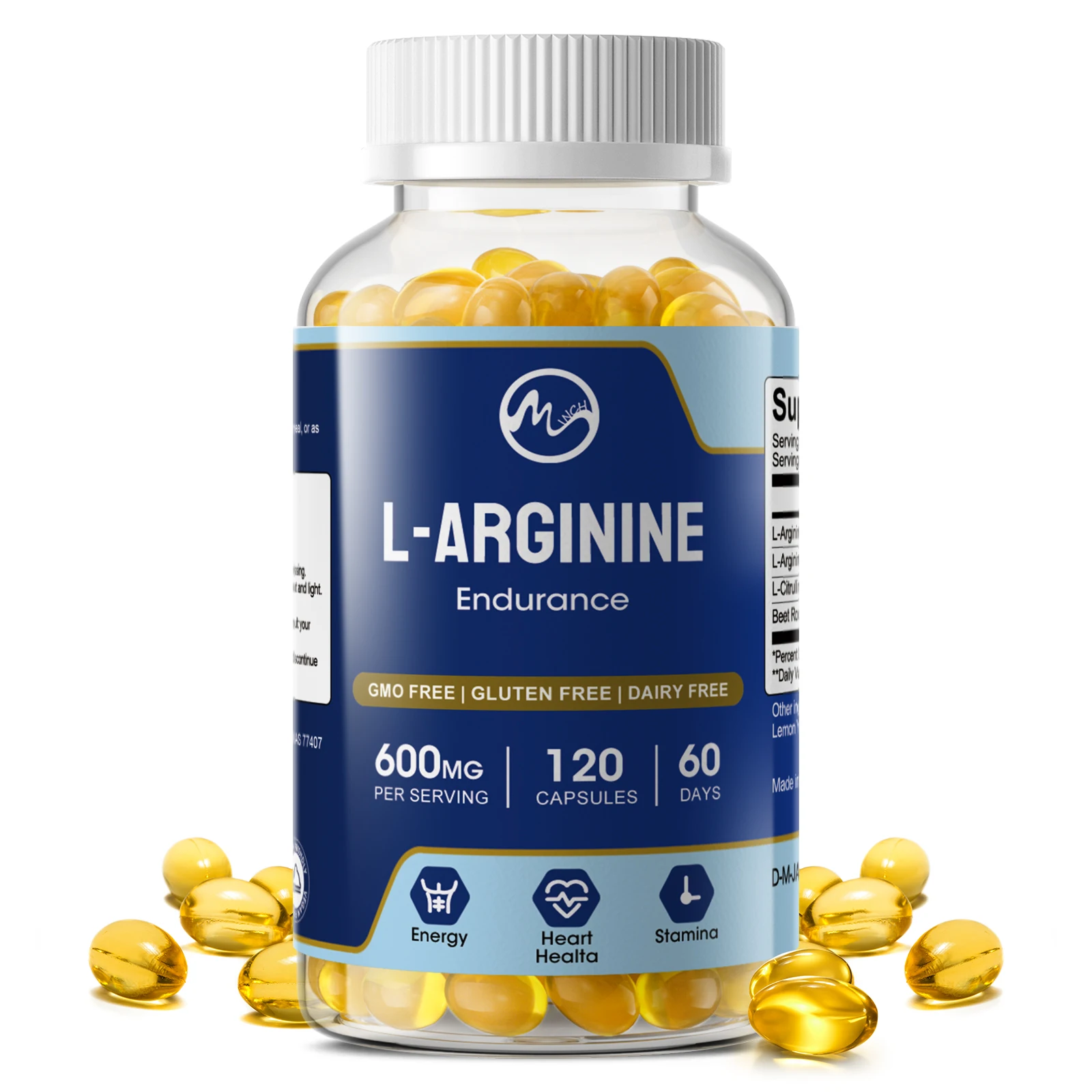 

Minch L-Arginine Capsule for Men Improve Muscle Growth Improve Athletic Performance Great Energy Strength &Endurance Support