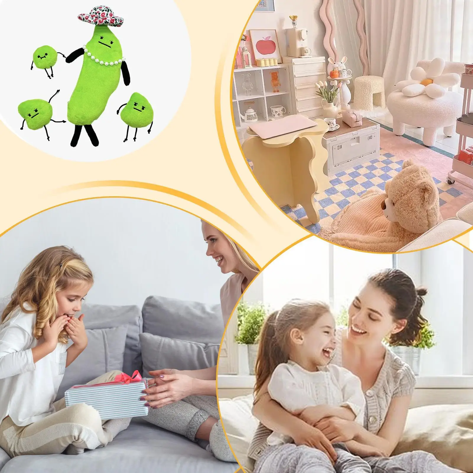 Plush Toys Cartoon Family Plush Figure Cute Stuffed Companion Pillow Toy For Boys Girls Birthday Christmas Nursery Home Bed